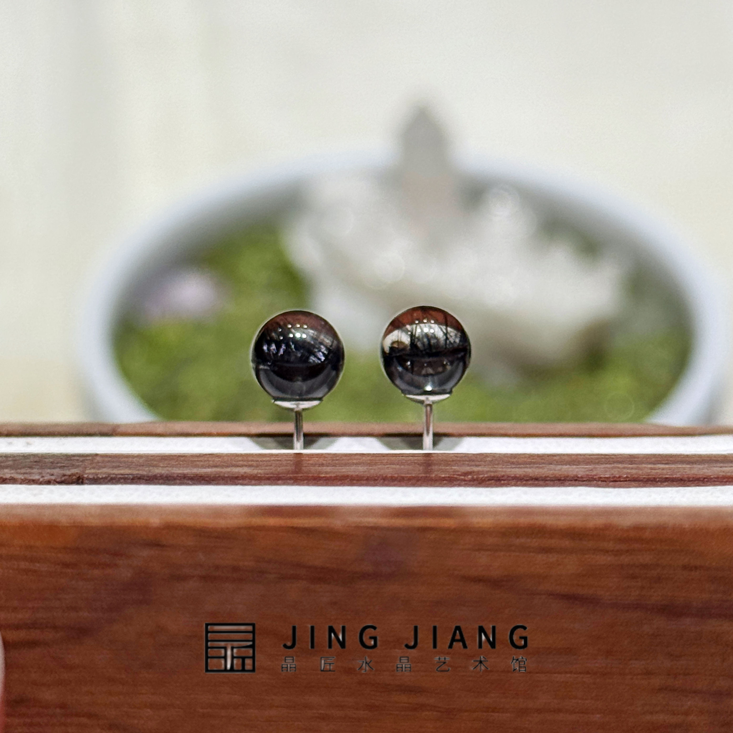 晶匠黑银钛耳钉 编号H-JP56149 