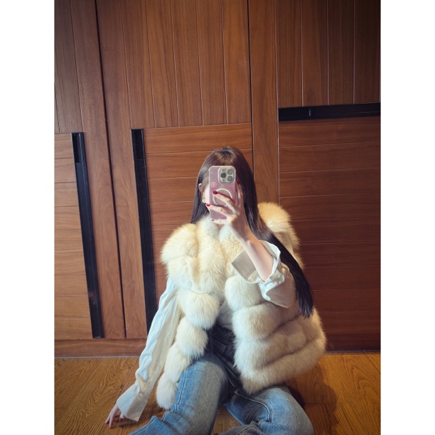 【月白风清】海宁源头2025冬季新进口狐狸毛马甲女小飞袖皮草外套1