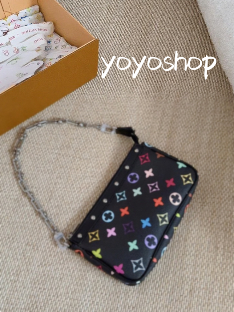 yoyoshop马户家麻将黑三彩包包（全钢五金）尺寸21X4X13