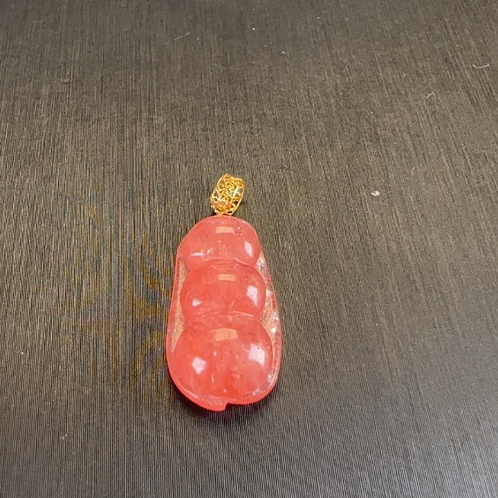 菱锰矿（红纹石）吊坠(赠链)18K金镶嵌