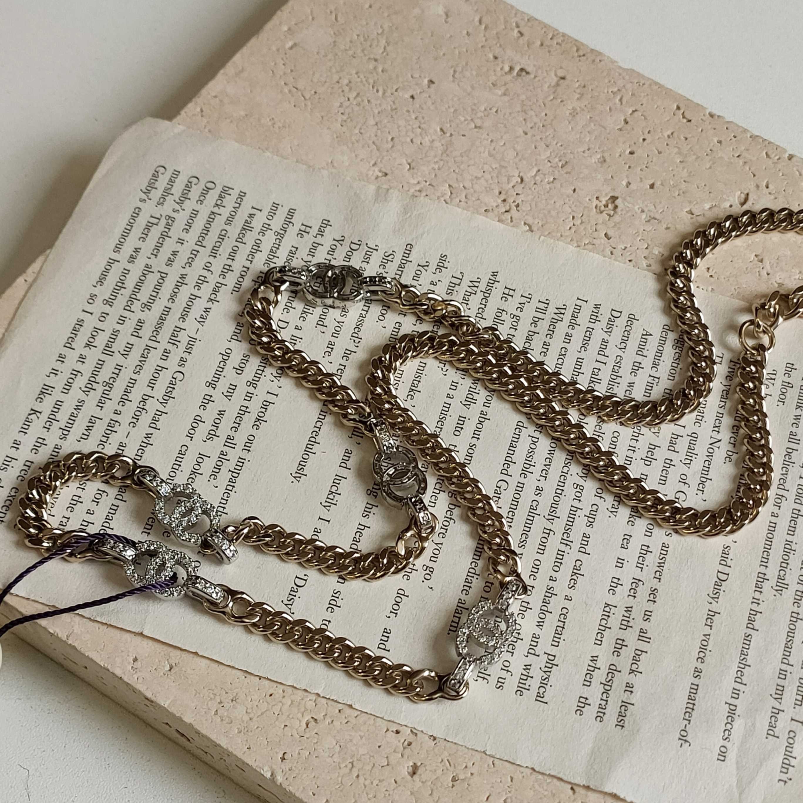 95新 Chanel/香奈儿 Azul-Chanel22S浅金色亮钻双C五花项链 39042