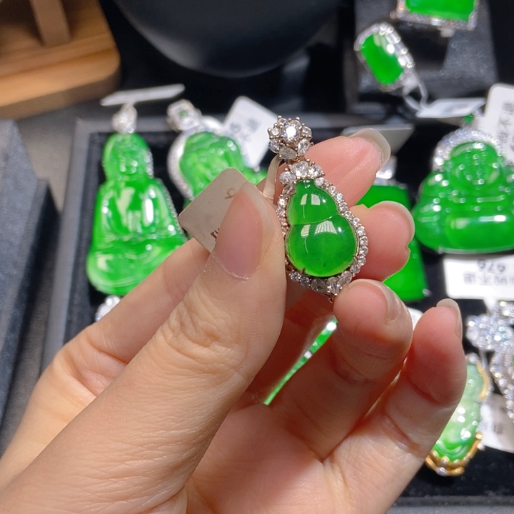 翡翠银S925镶嵌吊坠(不含链)