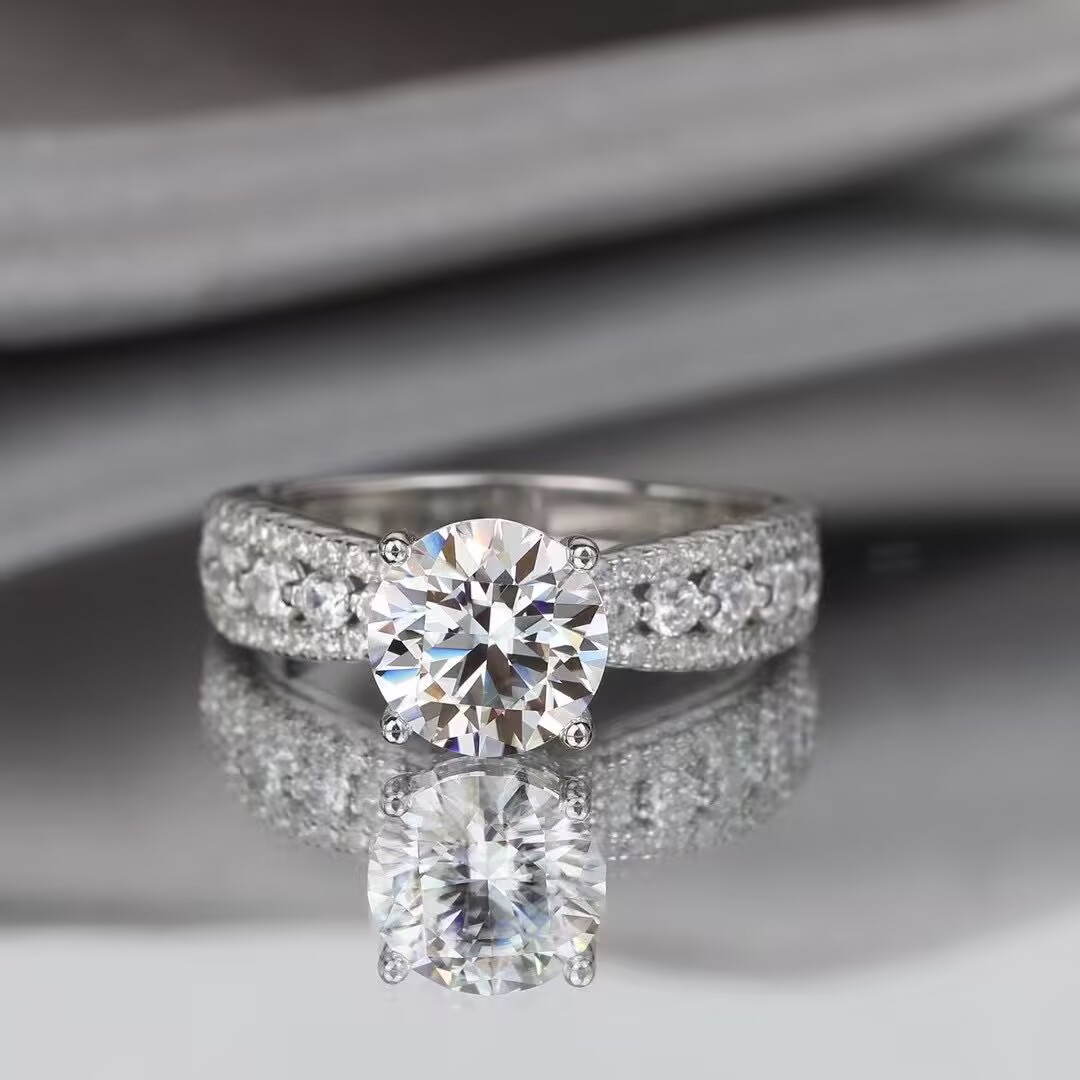 925银莫桑石银制品 【星海】1-3卡高品质D色莫桑钻婚戒时尚轻奢女戒