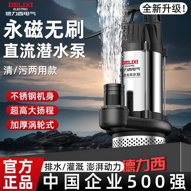 德力西电气无刷直流潜水泵48v60v72v灌溉小型电瓶电动车用抽水泵