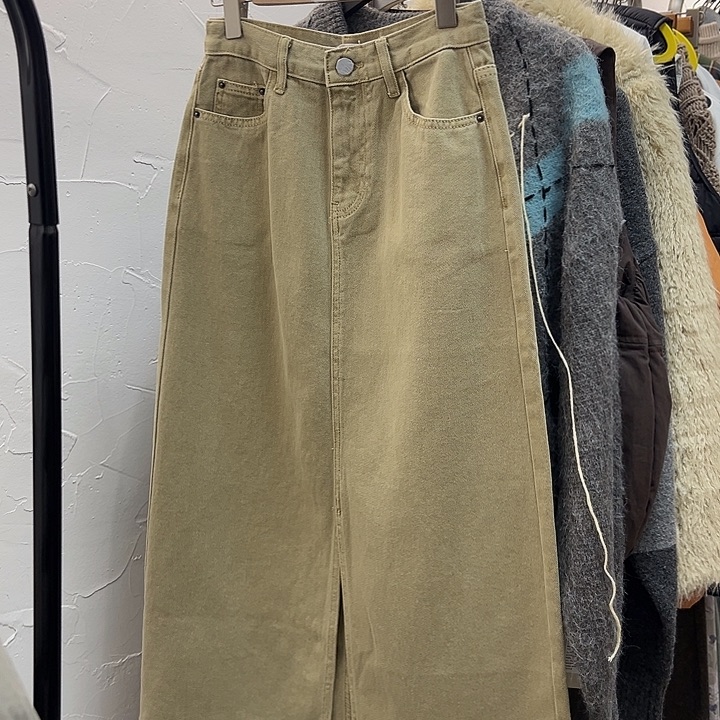今日新款 卡其色牛仔半身裙 M 