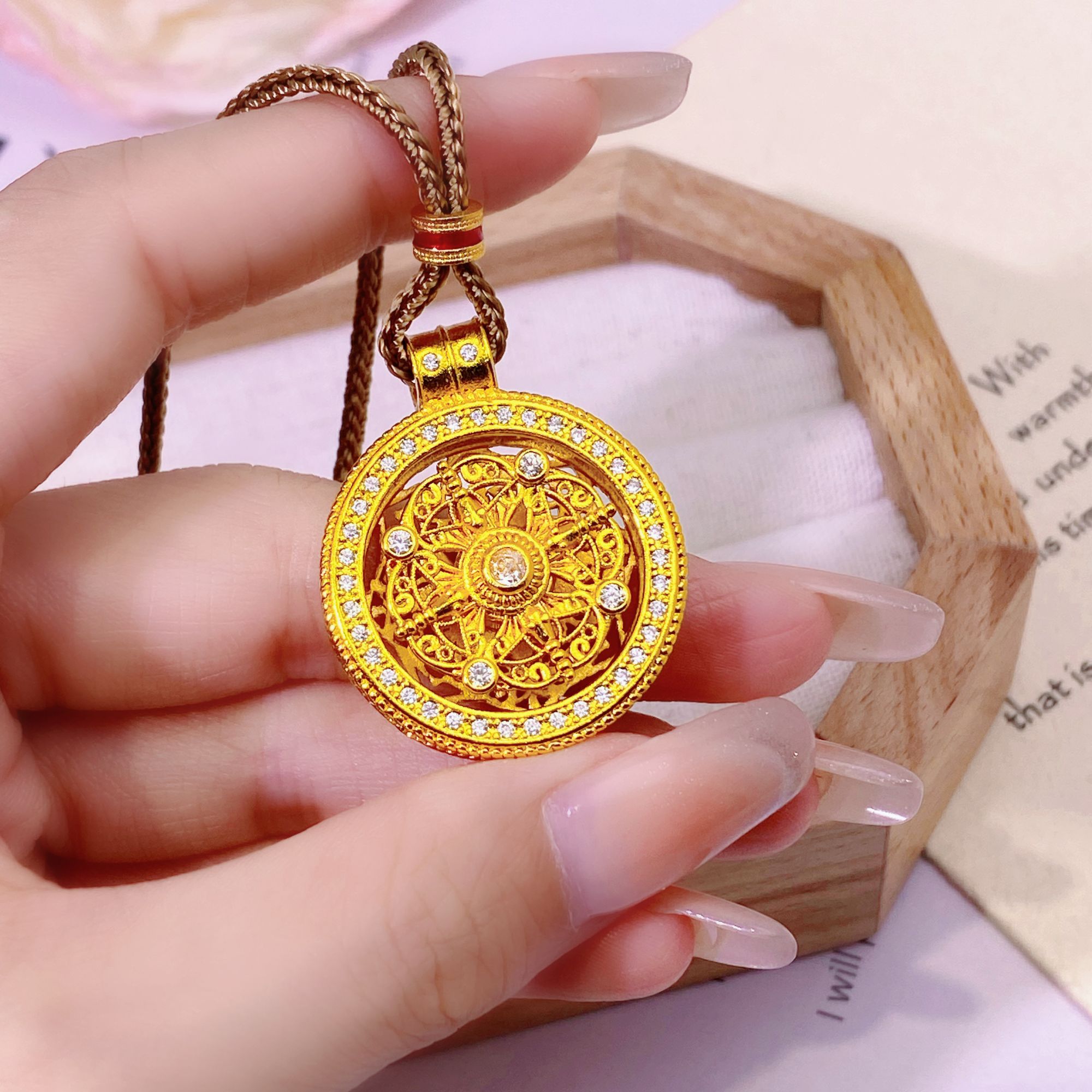 福韵天玺 非金属棉绳项链 《韵系列》星辰转动罗盘编织绳项链手工