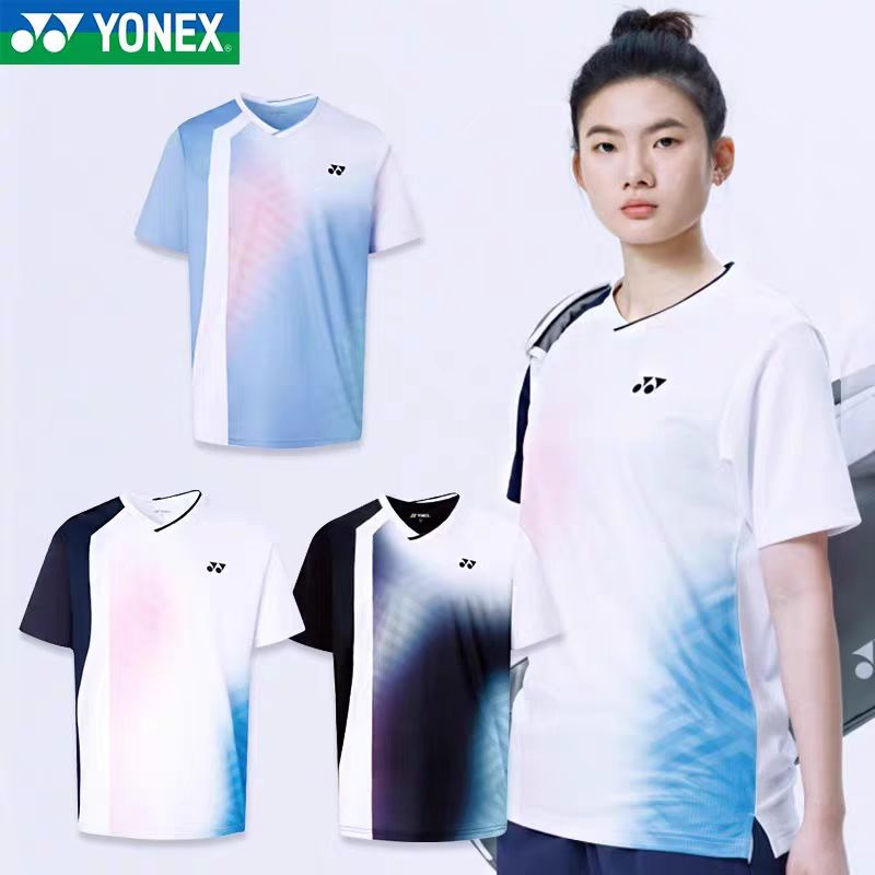 YONEX/尤尼克斯羽毛球服运动服上衣短袖110115BCR速干男款休闲服