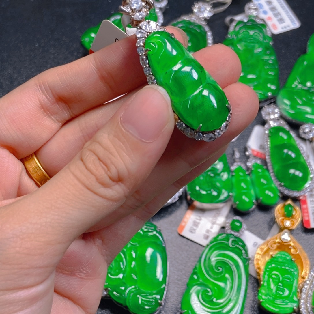 翡翠银S925镶嵌吊坠(不含链)