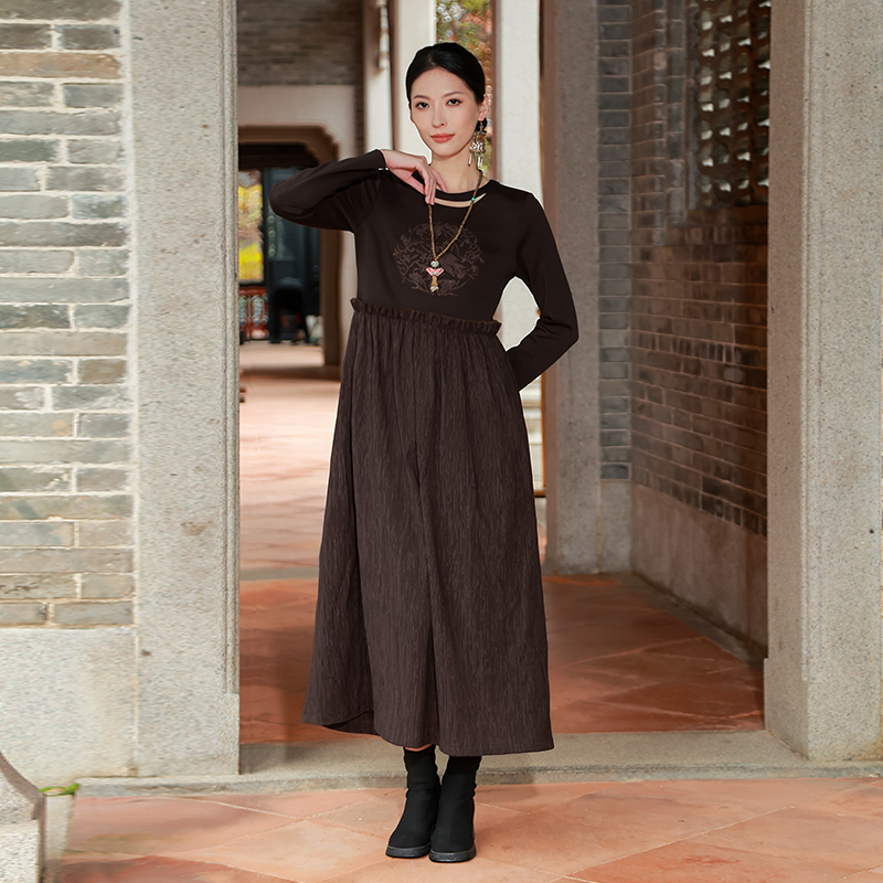 【新春宠粉价-漠日颂歌-现货】杨丽萍设计官方民族风刺绣连衣裙秋冬