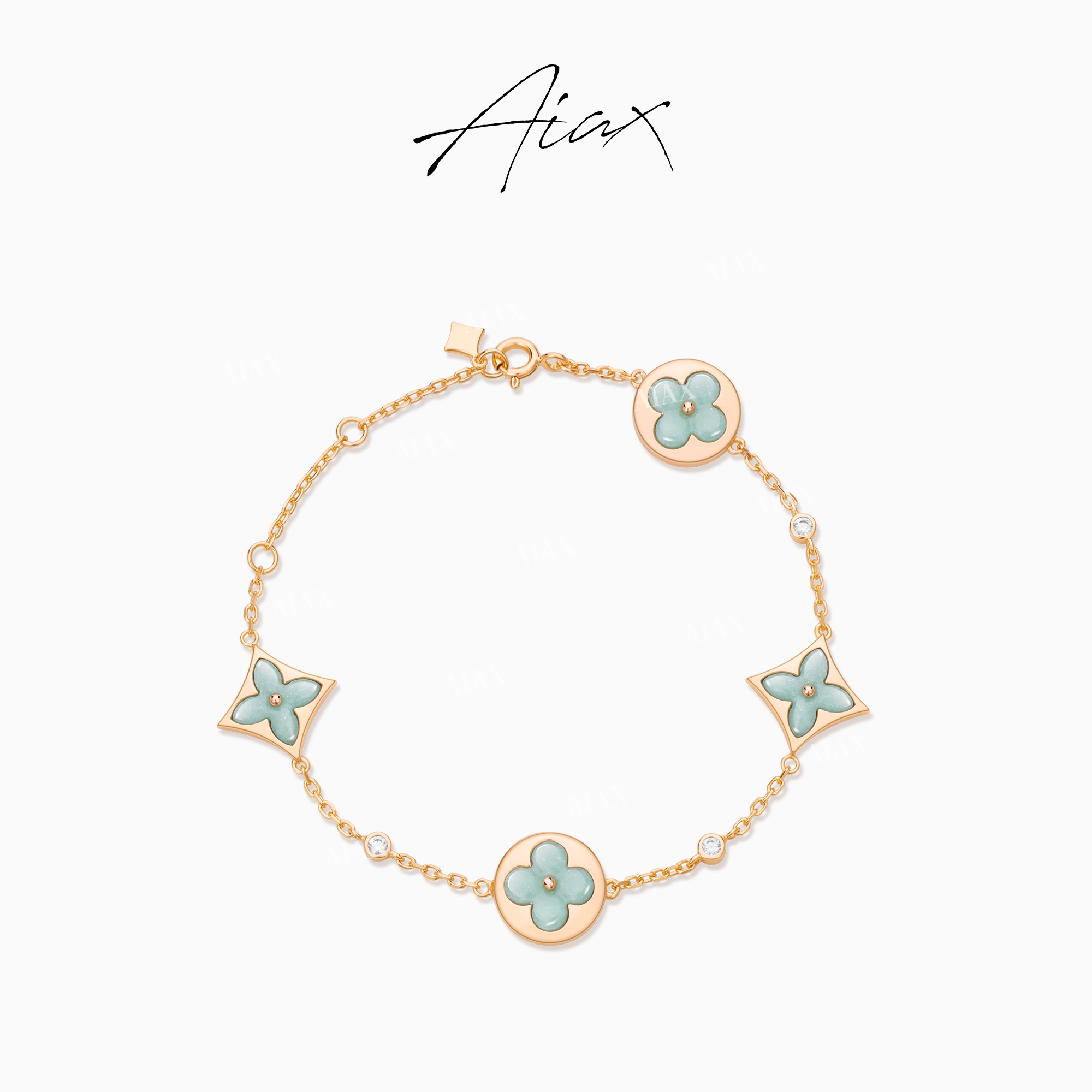 非金属合成锆石手链 AIAX 新款轻奢首饰时尚蓝色老花手链TSS7269