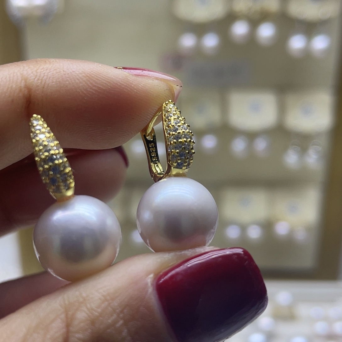 淡水珍珠耳饰银S925镶嵌