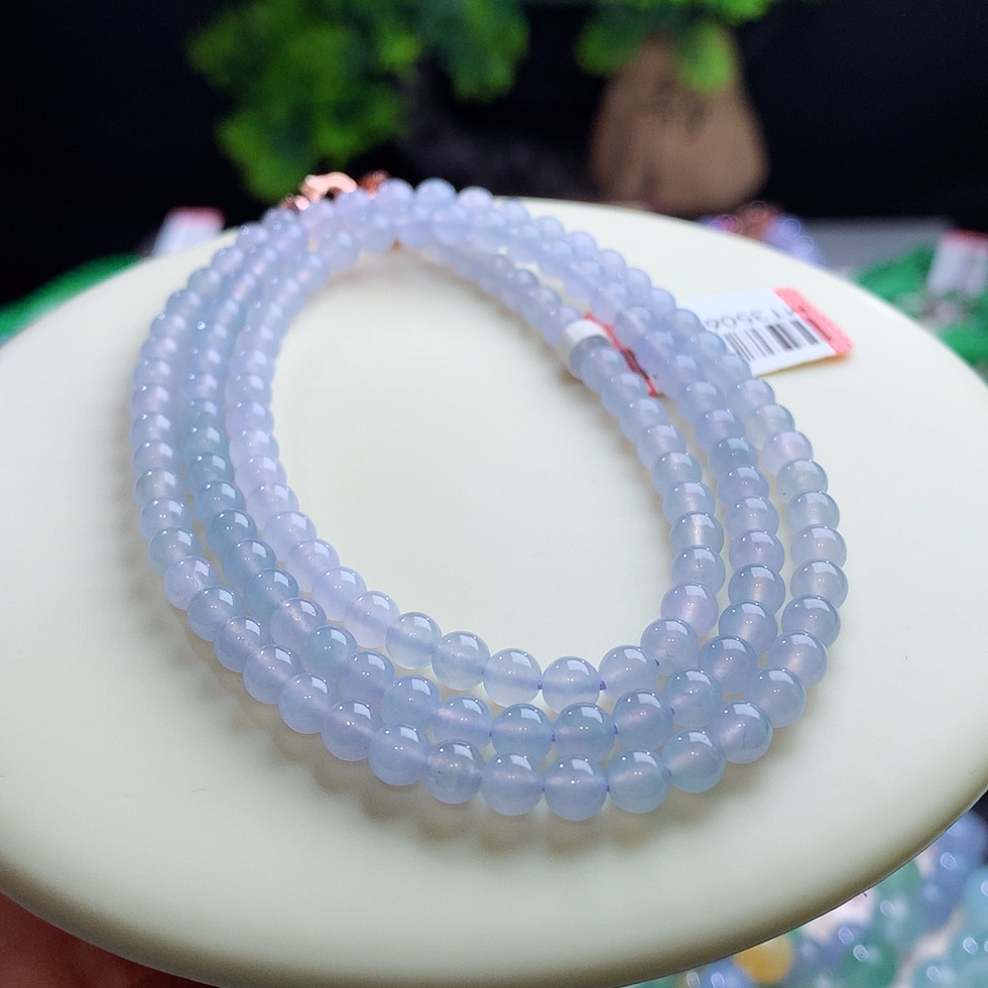 项链未镶嵌翡翠卡4.8mm冰种冰胶香芋紫