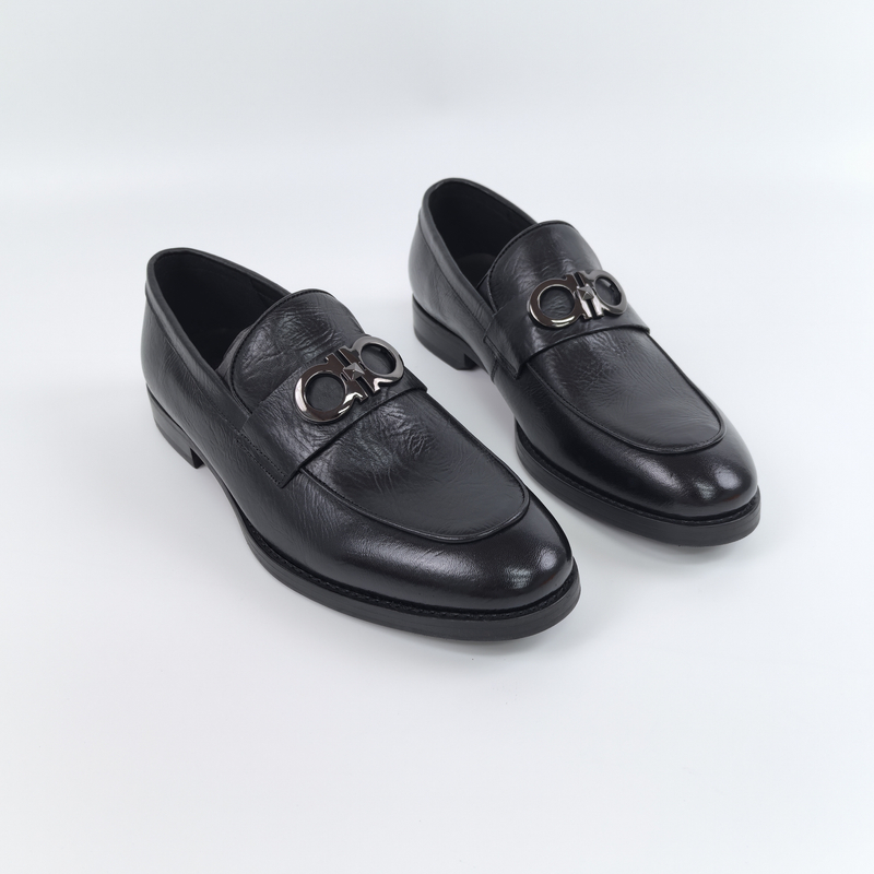 袋鼠皮固特异全皮底防滑贴圆头一脚蹬乐福鞋皮鞋男士（G9050551）