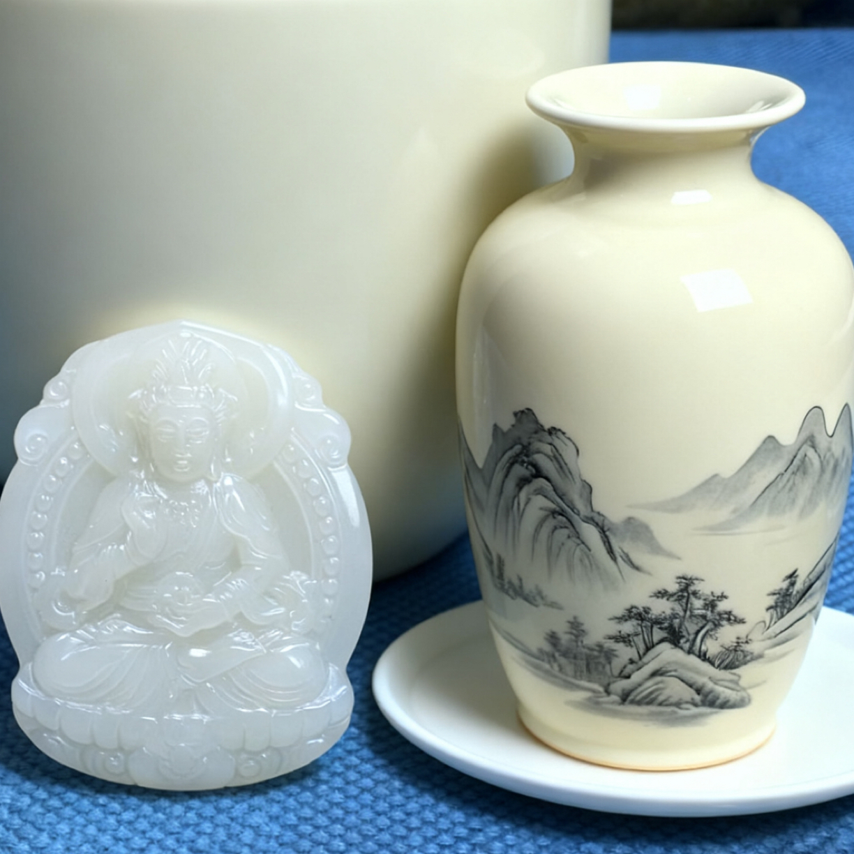 坐莲观音！精品时尚暖白双面精雕！