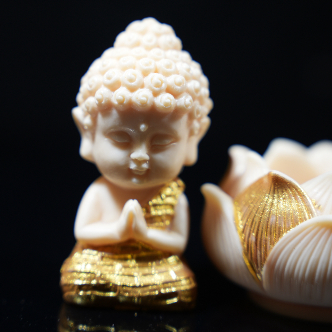象牙果莲花佛摆件文玩雕刻装饰品