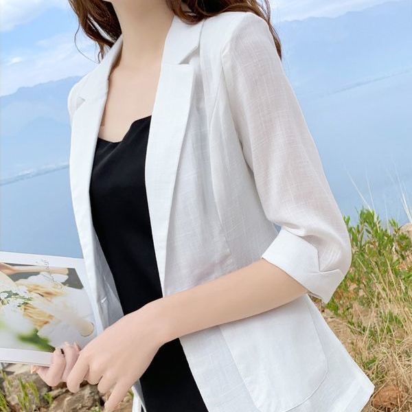 宽松女显瘦时尚显瘦七分袖西服七分袖上衣修身西装短款春夏101款