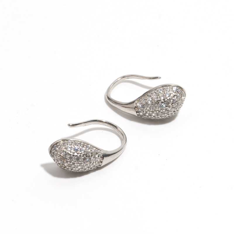 925银合成锆石耳饰 925纯银水滴耳环女 日常通勤锆石小耳挂 气质