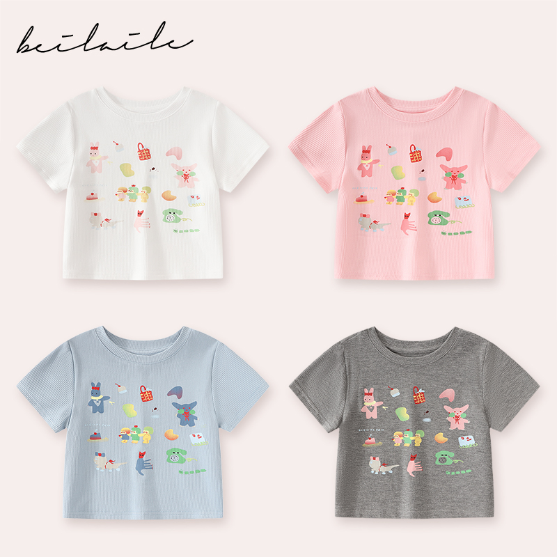 【亲子卡通短袖T 小乐妈咪】婴儿装男女童短袖T恤夏装宝宝夏季E2