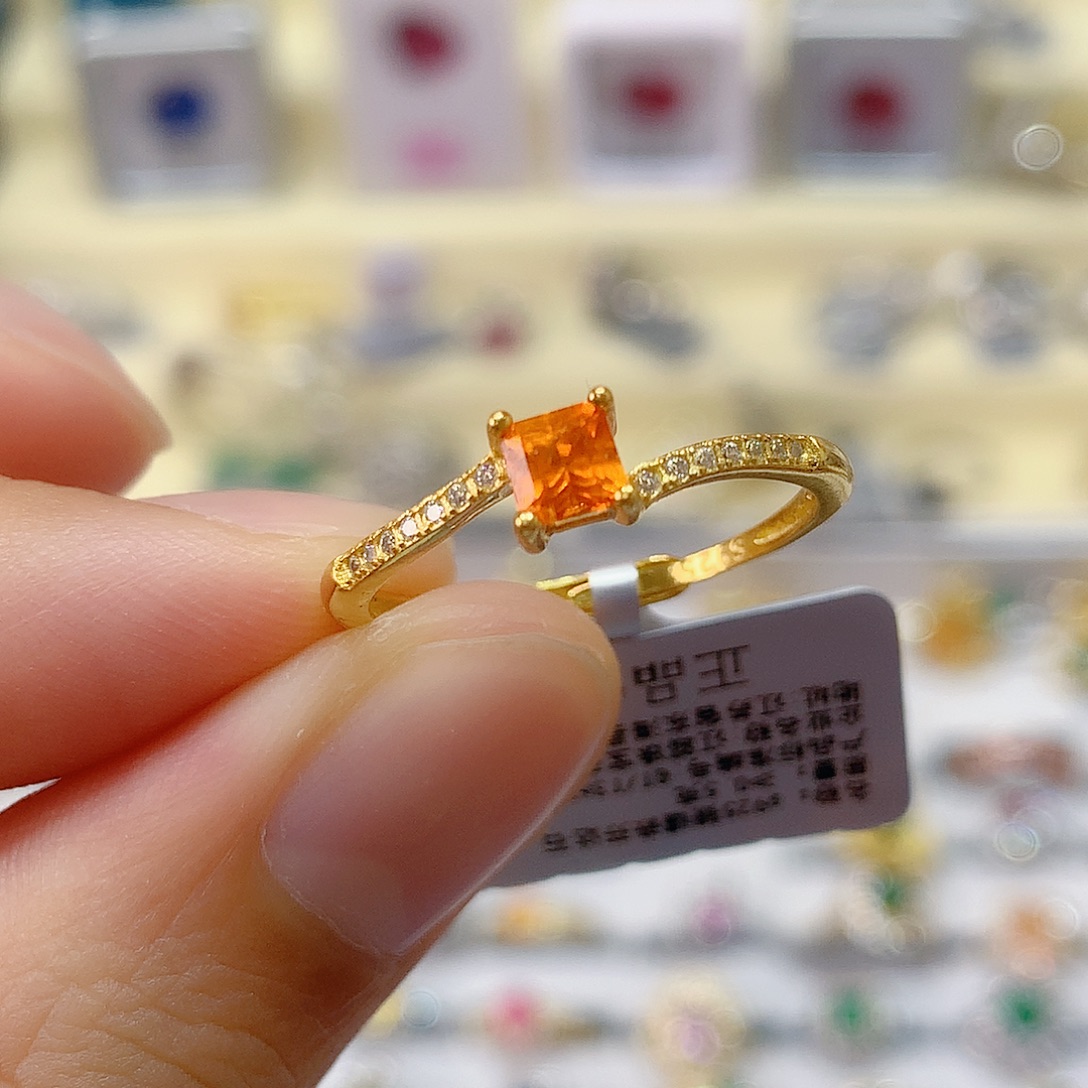 石榴石（芬达石）银S925镶嵌戒指