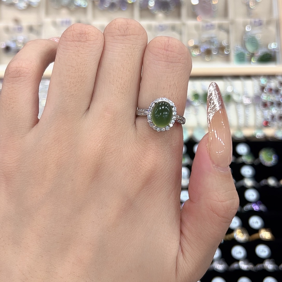 一***雨岫玉银S925镶嵌戒指