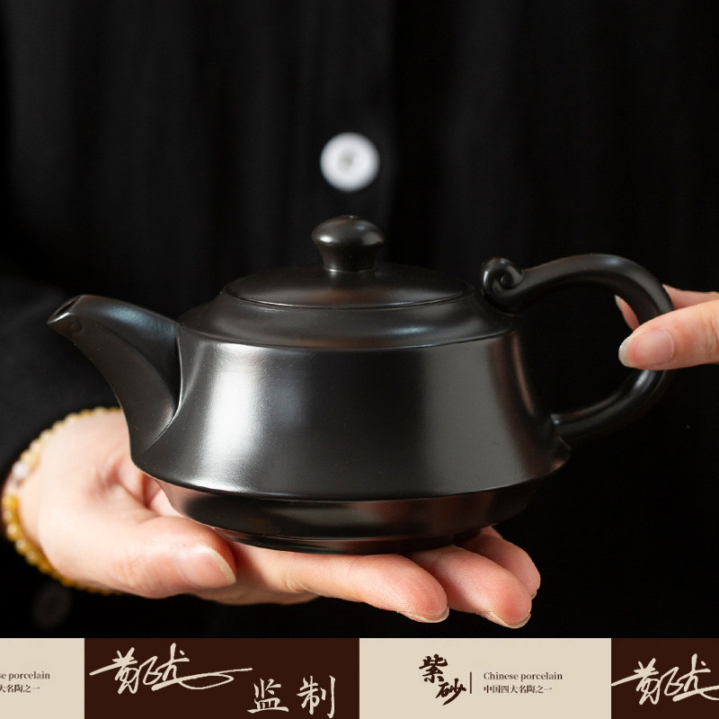 纯手工原矿黑紫砂壶老紫泥大容量泡茶壶球孔过滤单壶家用功夫茶具商品图