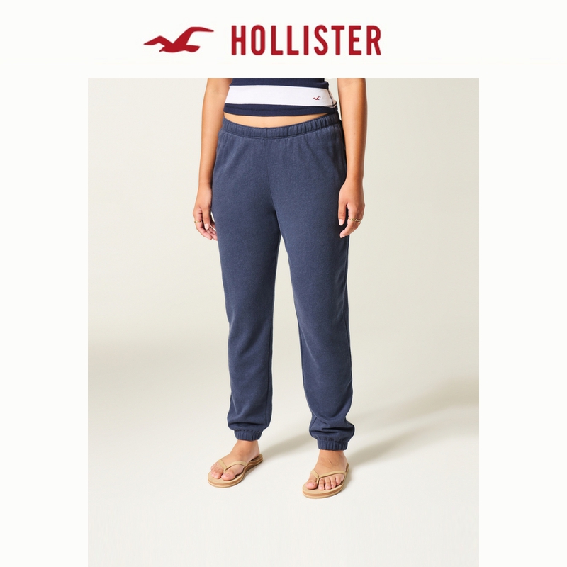 Hollister26春季新款美式毛圈布印花束脚运动卫裤女装347-6928