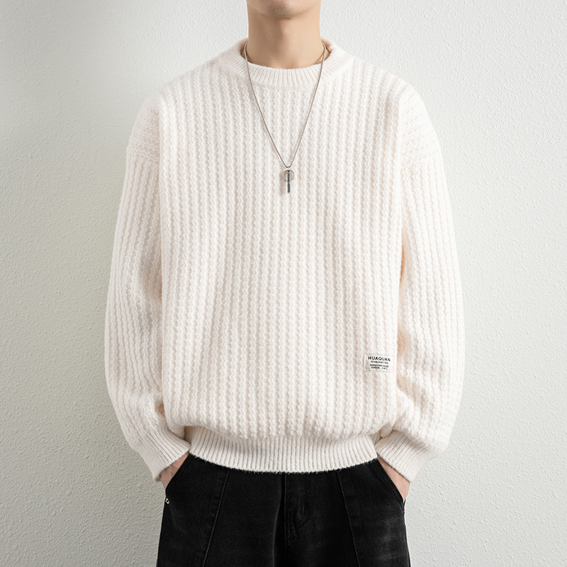 【新款】2025秋冬季潮流圆领毛衣青少年时尚柔软套头针织衫WE25615