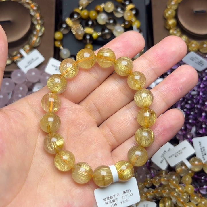 发晶手串未镶嵌星*金发晶11mm