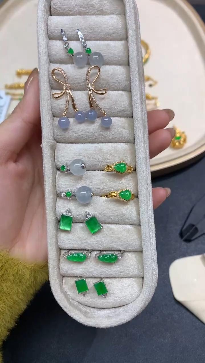 【小鱼严选 彩虹盘】翡翠耳饰-18K金镶嵌-多样性发一件-DJ02|CXQ21