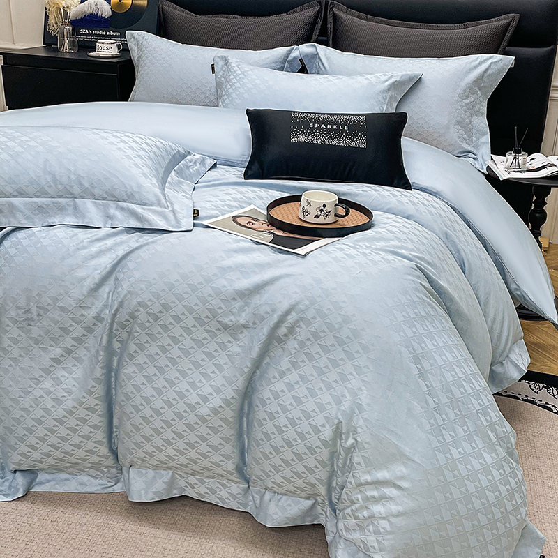 【唐寐】新款长绒棉贡缎提花四件套高支高密1.5m1.8米床上用品