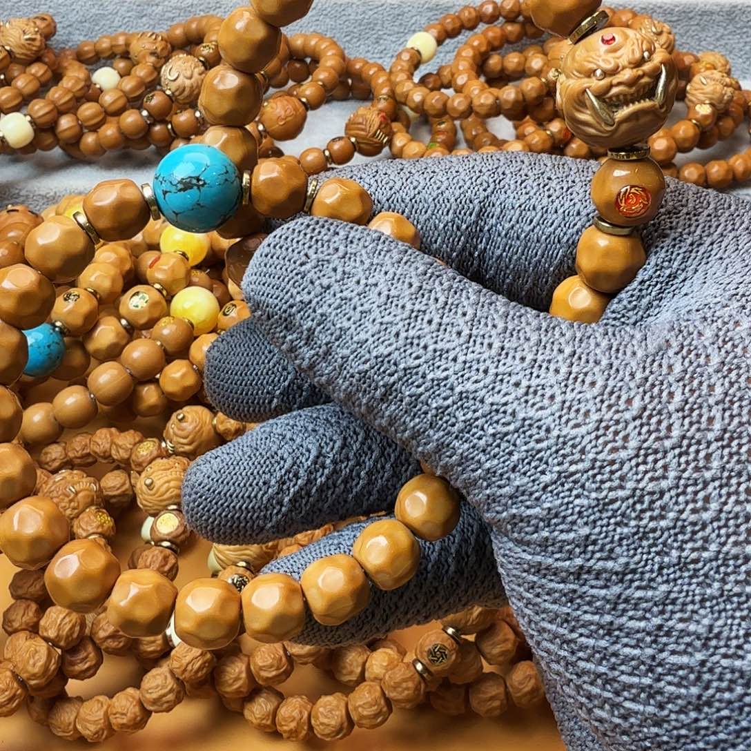 手串猴头核桃奶酪加獠牙加石对串