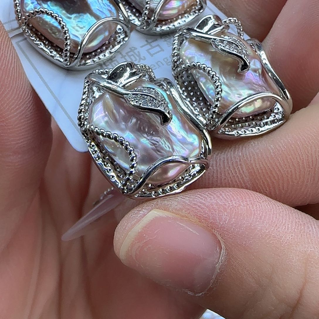 银S925镶嵌项链定制13淡水珍珠