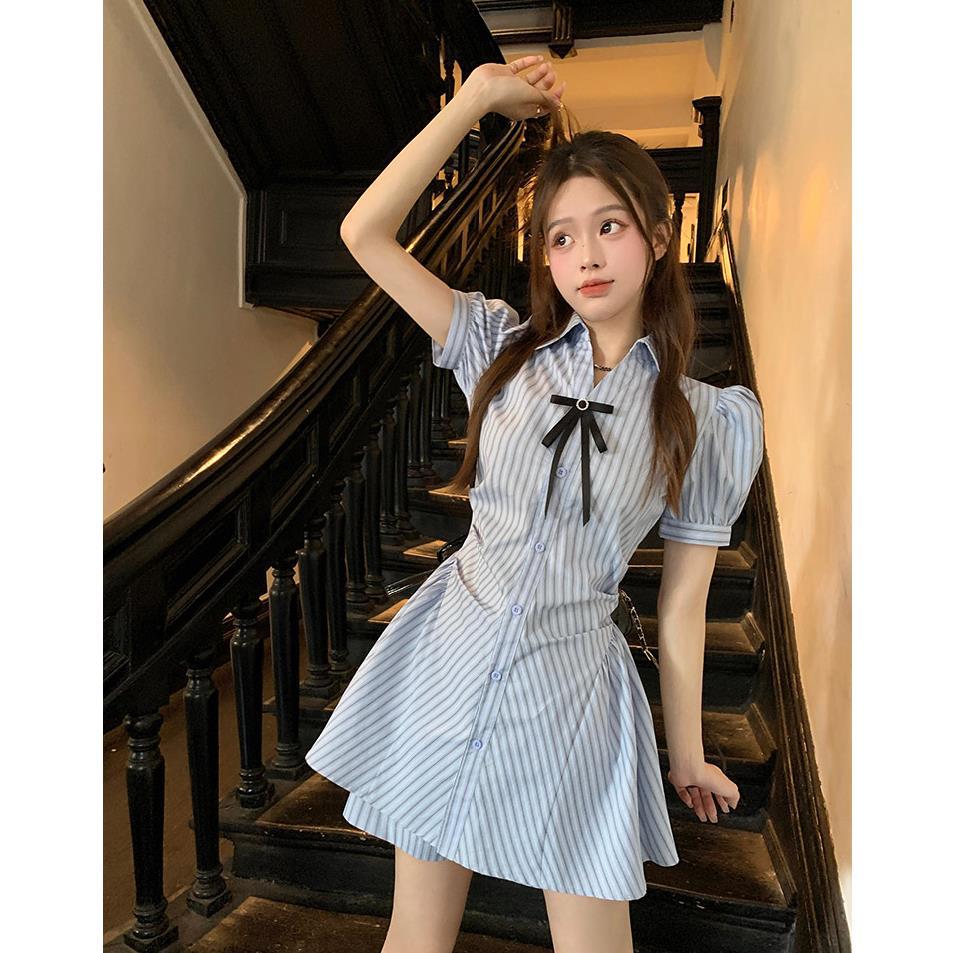 套装女装2025新款高级感休闲条纹连衣裙女+短裤时尚小个子两件套