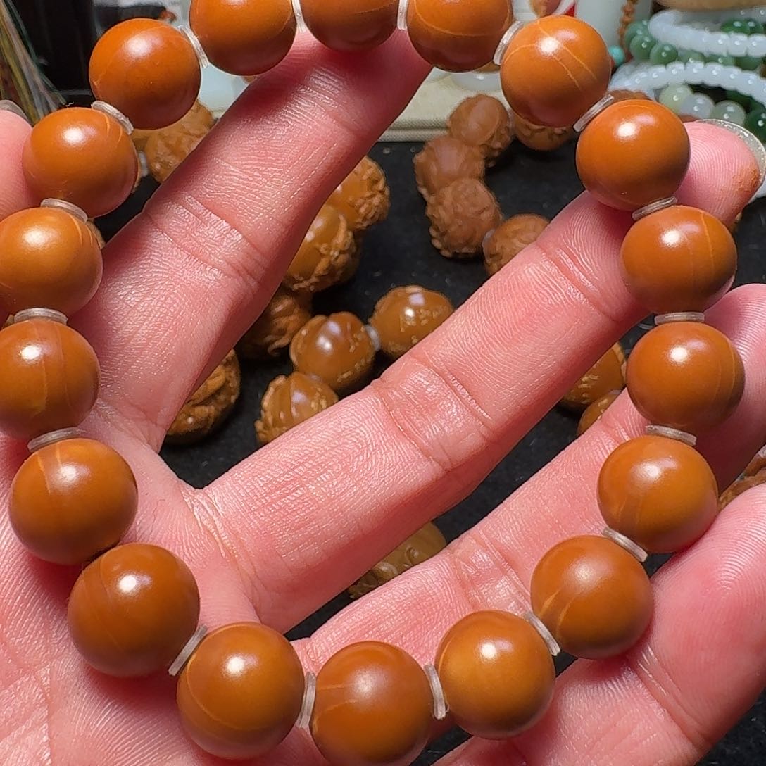 橄榄核手串/手链王晓明核雕艺术正圆光珠1.2