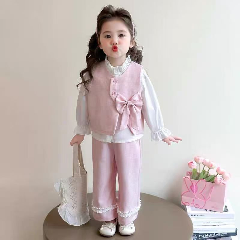 女童春装小香风套装2025新款儿童马甲时髦宝宝春秋网红衣服