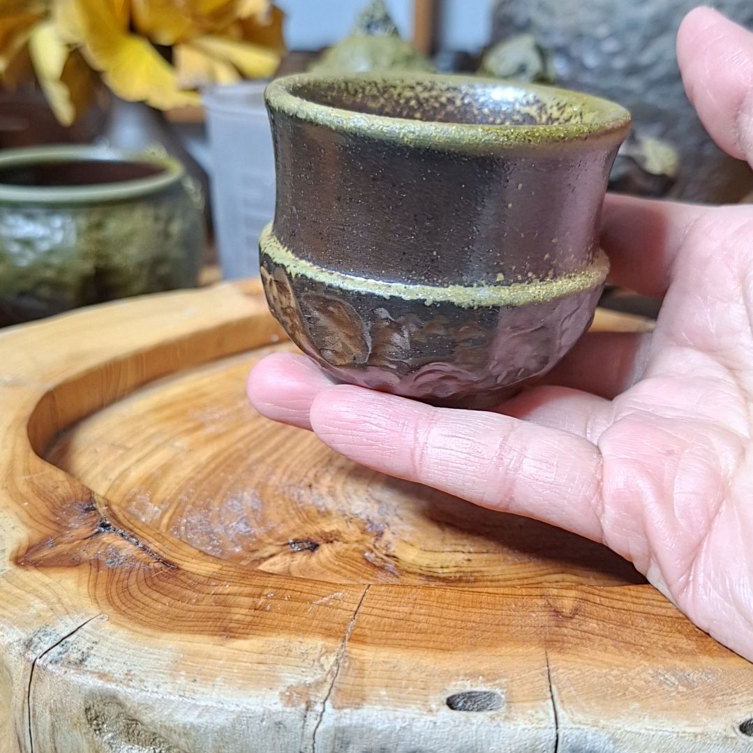 坭兴陶纯柴烧锤纹杯100c，微瑕
