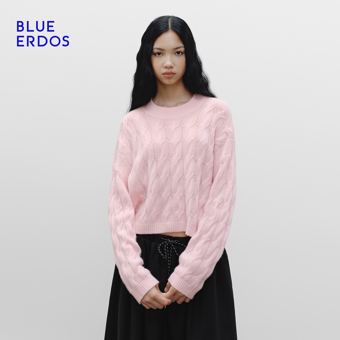 【空气羊绒】BLUE ERDOS 25秋冬流光风绞花圆领套衫女B2256A013