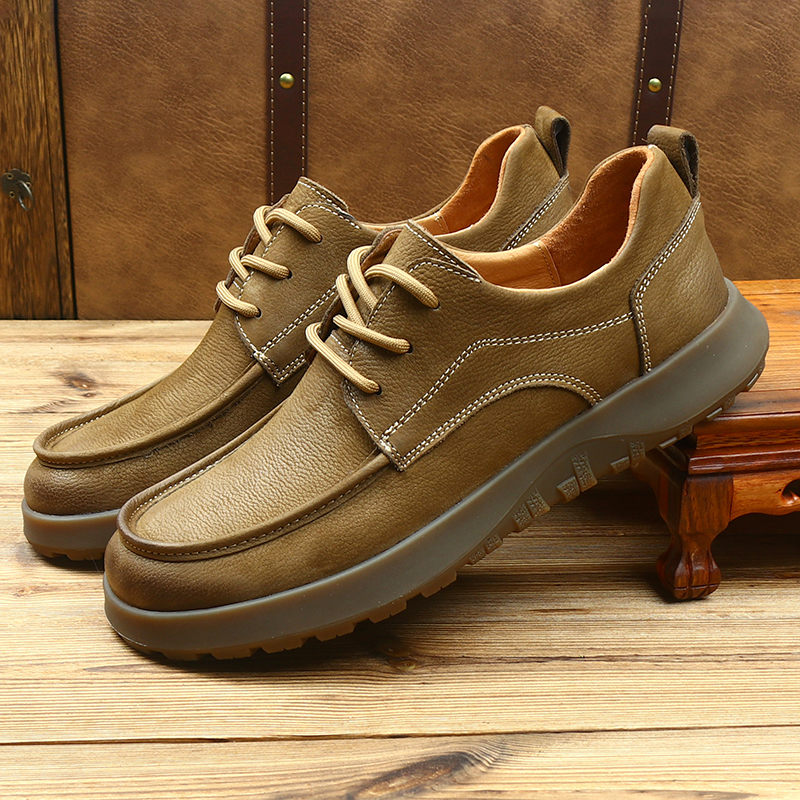 纯色车缝线厚底工装鞋时尚休闲鞋休闲透气防滑鞋子