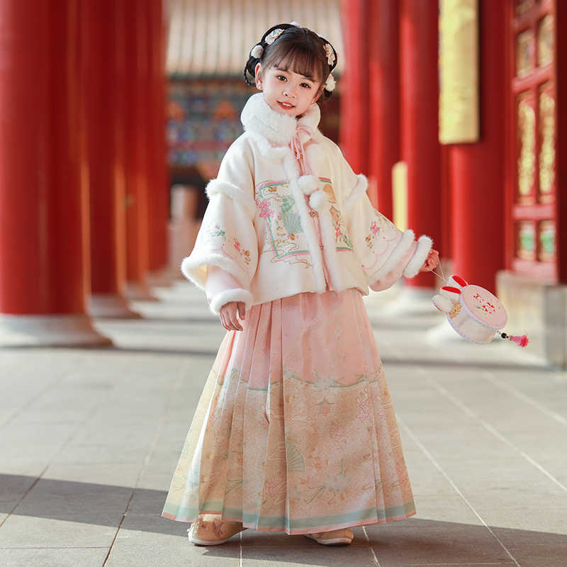 儿童秋冬款套装马面裙明制过年服女童古装汉服加厚唐装拜年服冬季