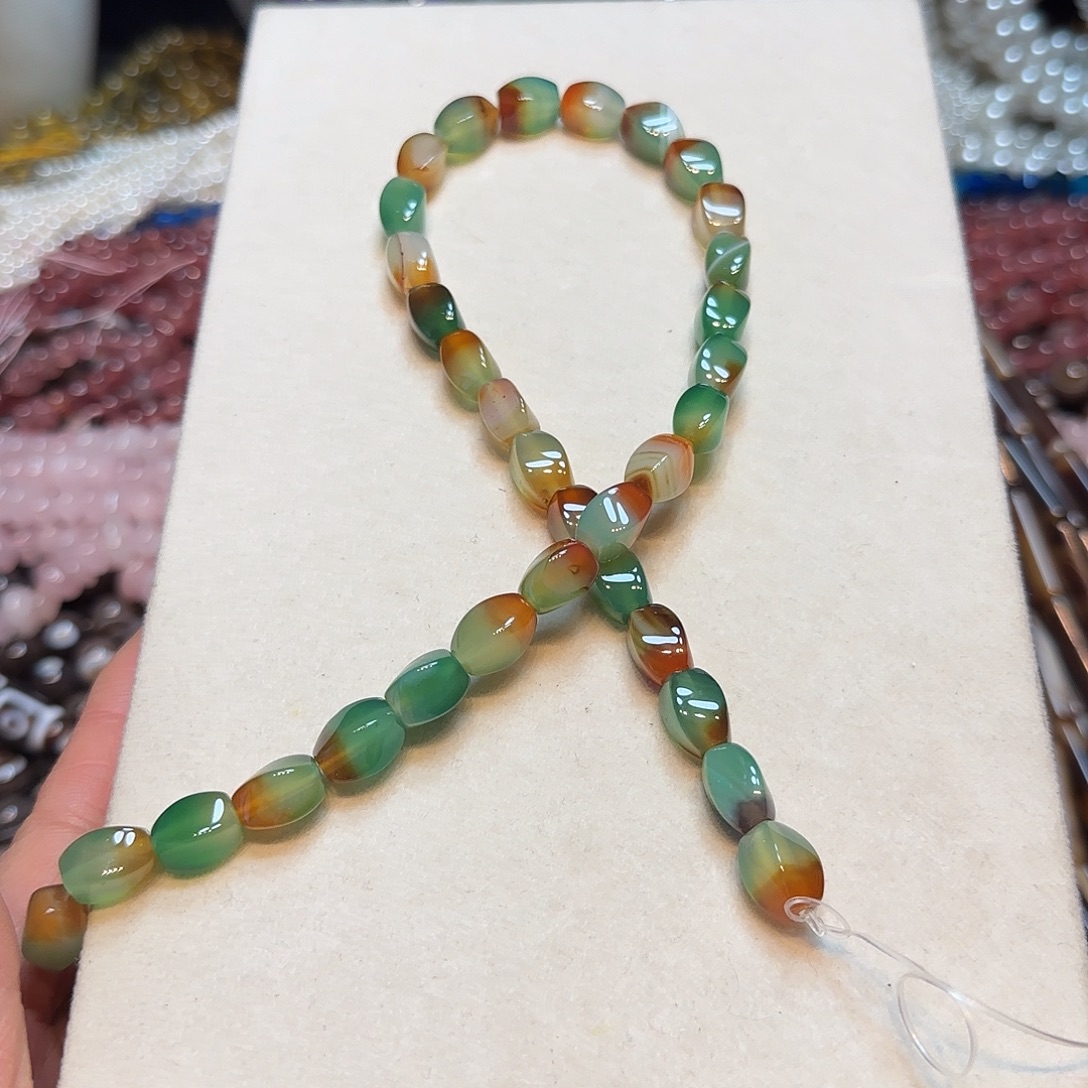 玛瑙/玉髓合金珠宝半成品孔雀扭一条8✖️12mm