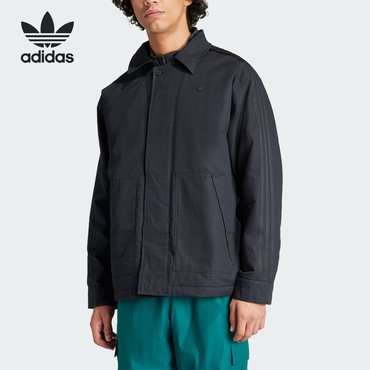 Adidas/阿迪达斯正品三叶草男士运动休闲宽松翻领外套IR7736