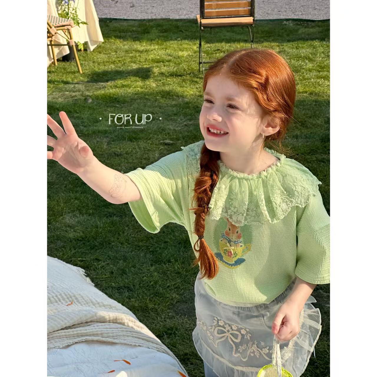 【现货】252-FU-85096多色法式爱柏塔小兔蕾丝花边领上衣