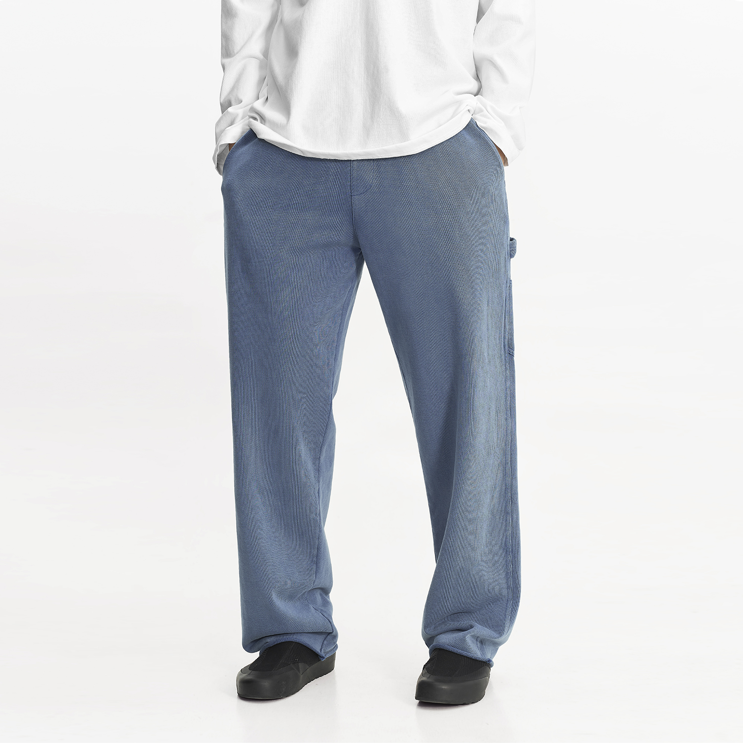 TOPTIER BRO 440g重磅毛圈底水洗做旧裤脚卷边多口袋伐木工装卫裤