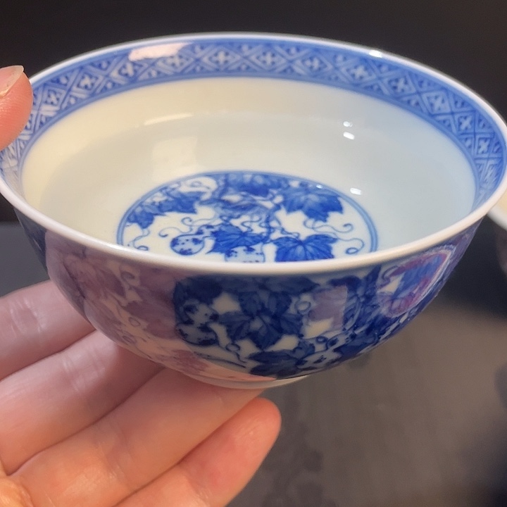 酒***醺青花釉里红主人杯