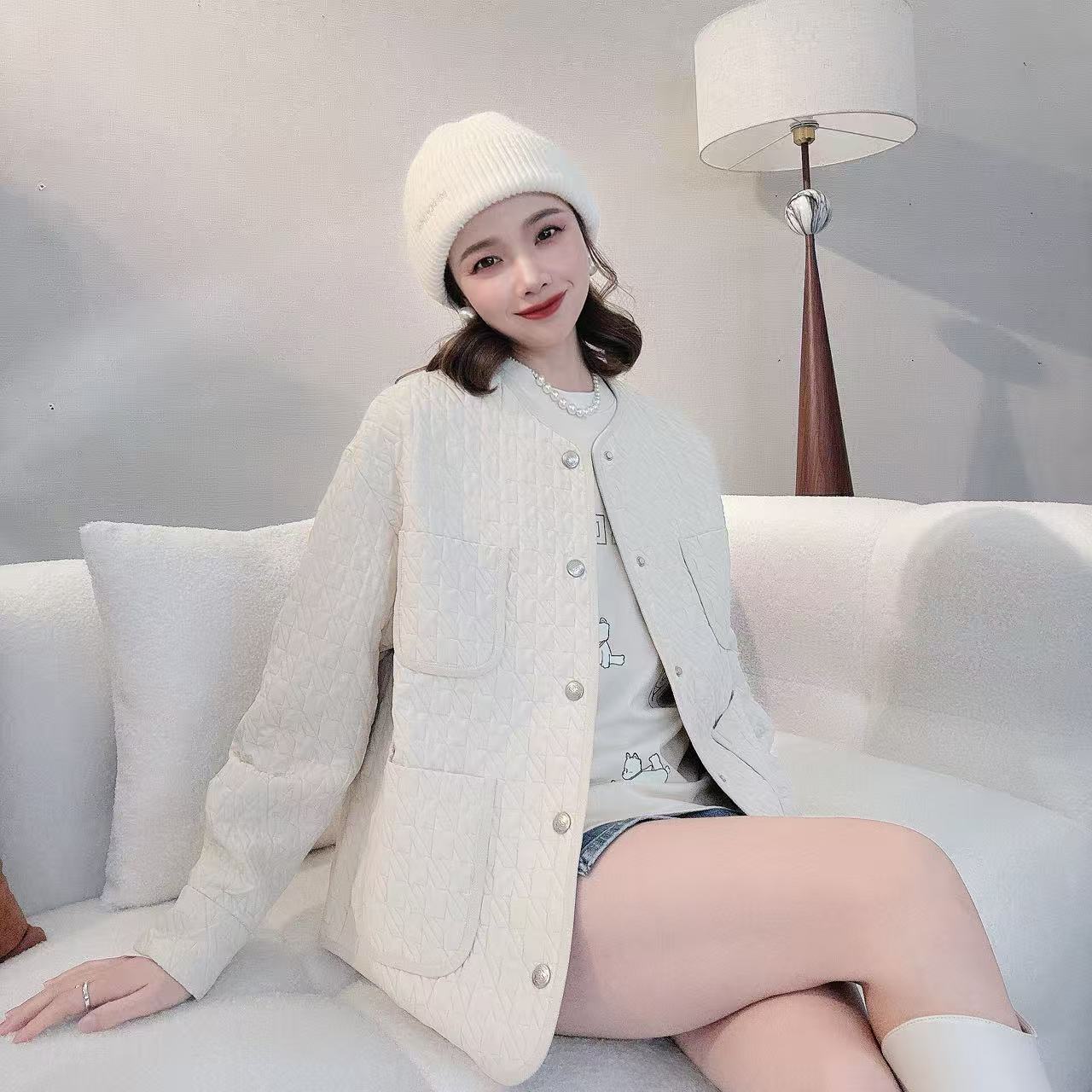GIRDEAR/哥弟哥弟秋装精品新雪丽小香风百搭显瘦棉服外套1400767