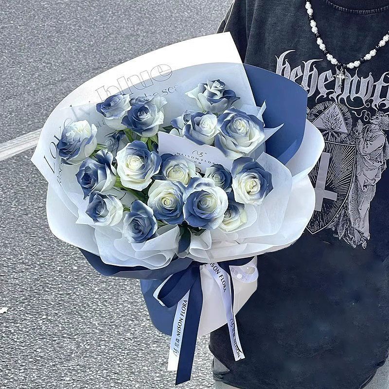 马耳他蓝玫瑰花束永生花仿真香皂花生日礼物情人节告白送女友闺蜜