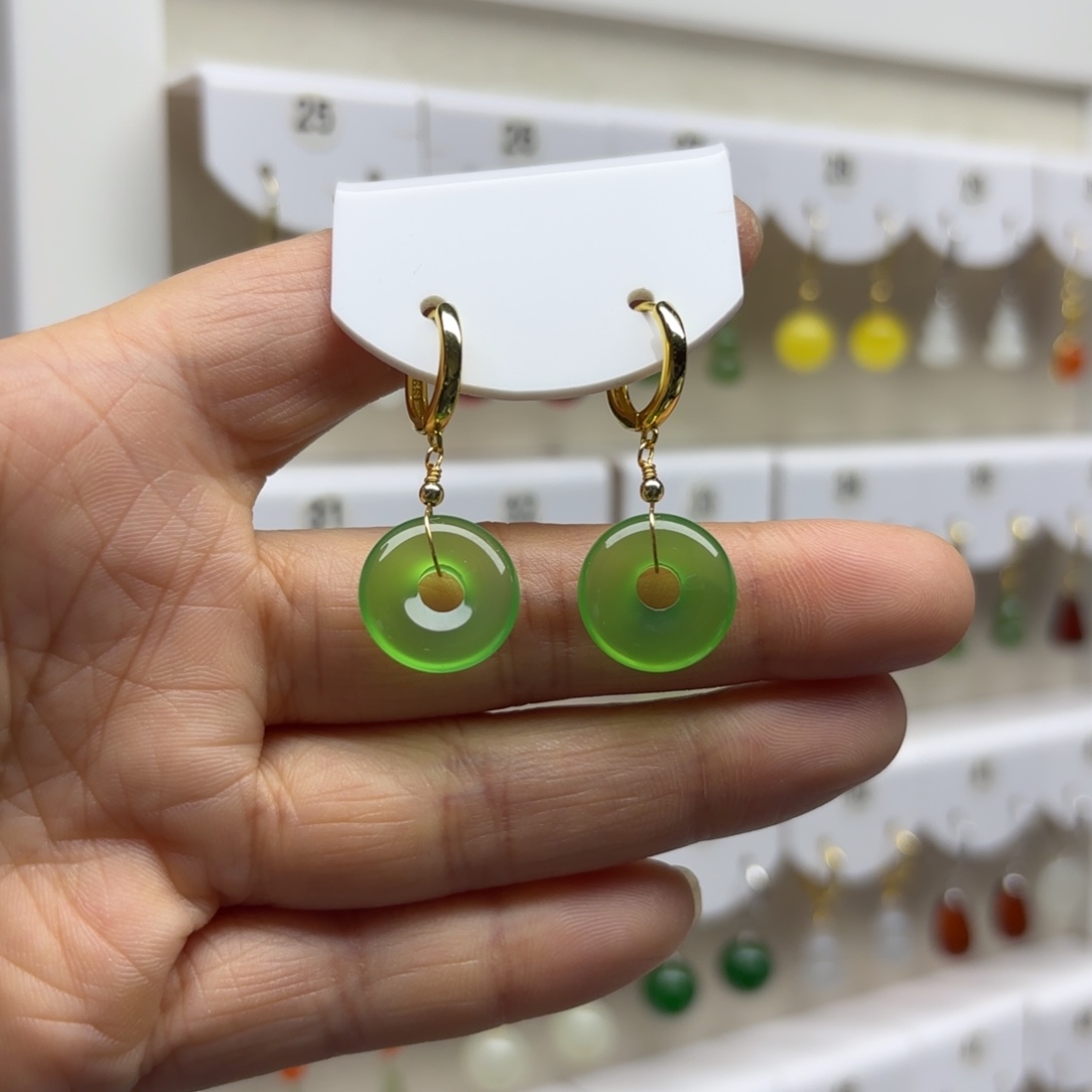 玛瑙/玉髓银S925镶嵌耳饰