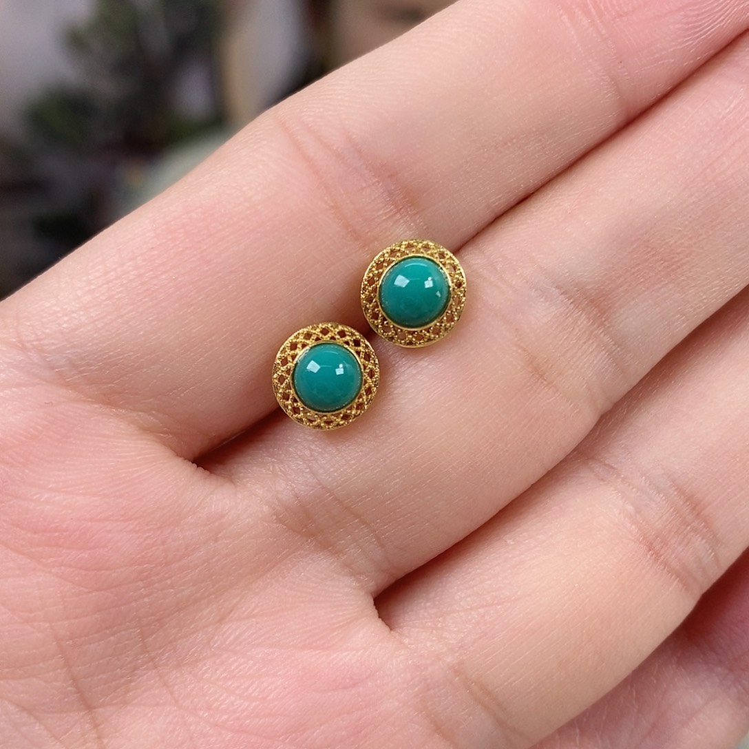 绿松石18K金镶嵌珠宝奇石