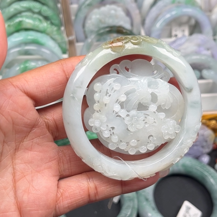 翡翠未镶嵌手镯025冰胶飘红翡套装58