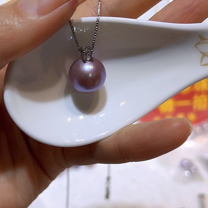 淡水珍珠紫珠银色戴妃未镶嵌